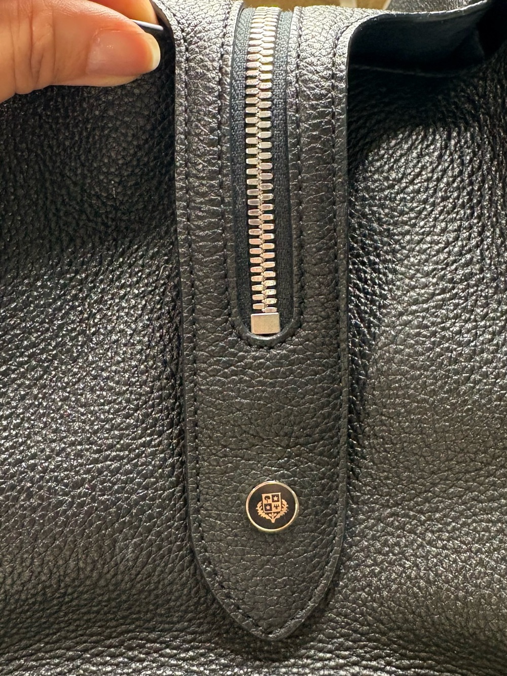 Loro Piana Black Grained Leather Top Handle Bag Quiet Luxury Handbag - Picture 7 of 9